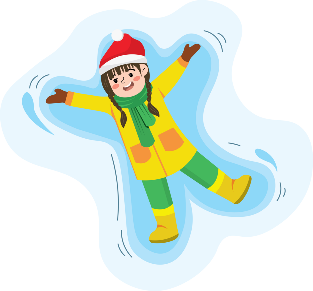 Child Enjoying Winter While Making a Snow Angel png