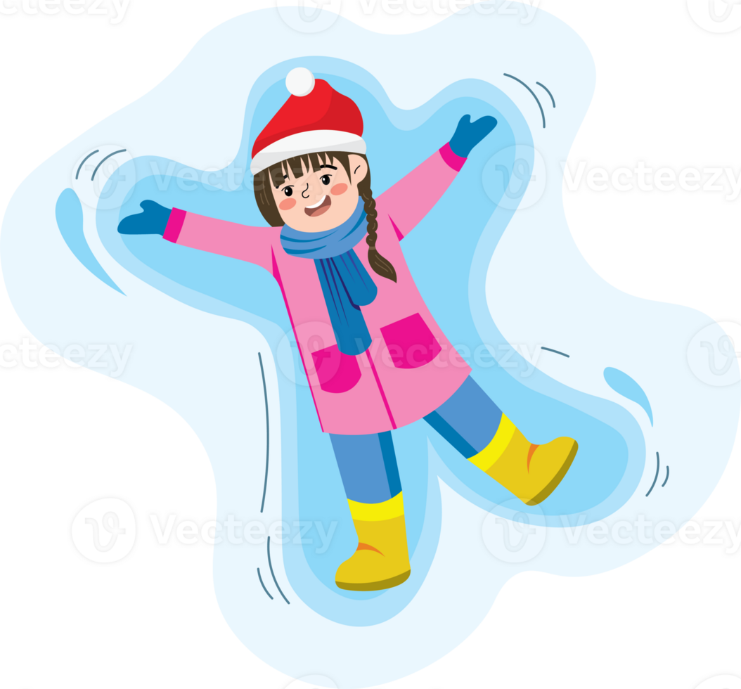 Fun Snow Day with Kid Making Snow Angel png