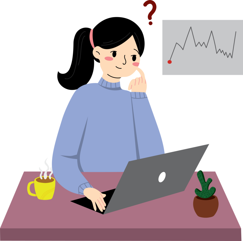 Office Worker Working from Home on Data Analysis png