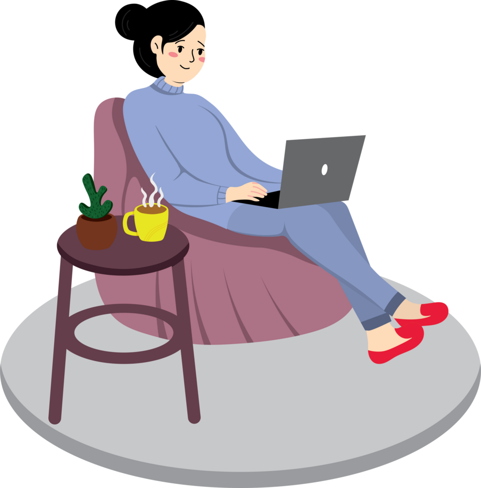 Professional at Home Working on Digital Data Report png