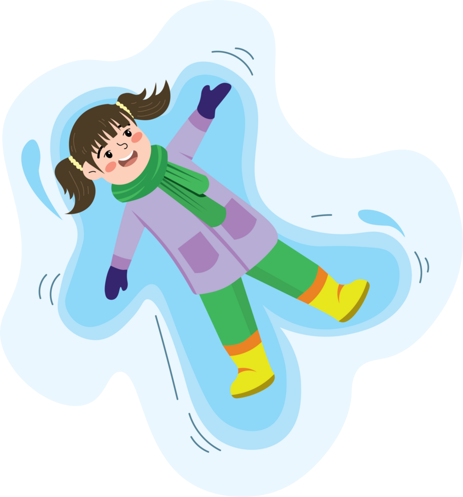Happy Kid Creating a Snow Angel in Winter png
