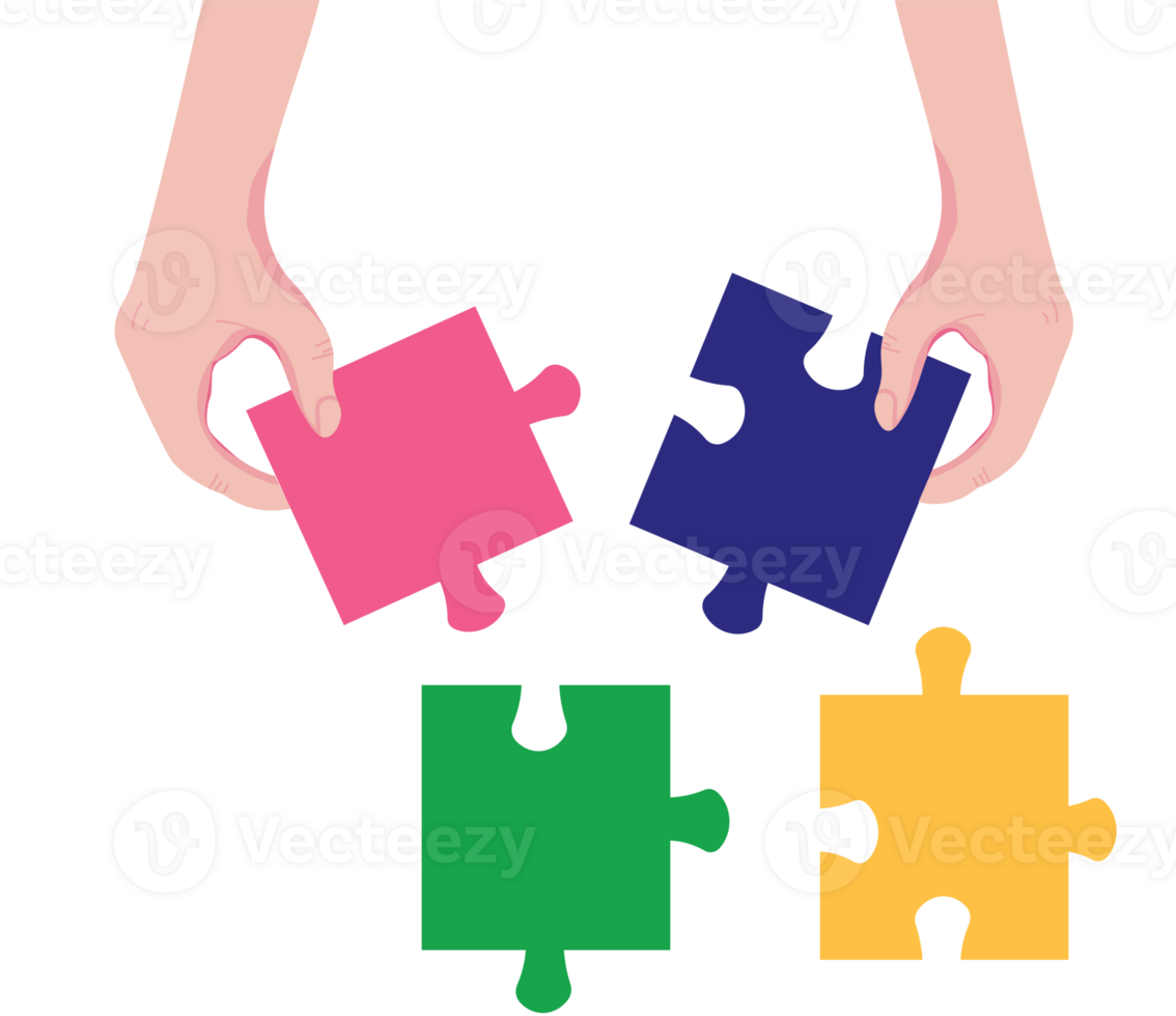 Hands Assembling Puzzle Pieces on Table for World Puzzle Day png