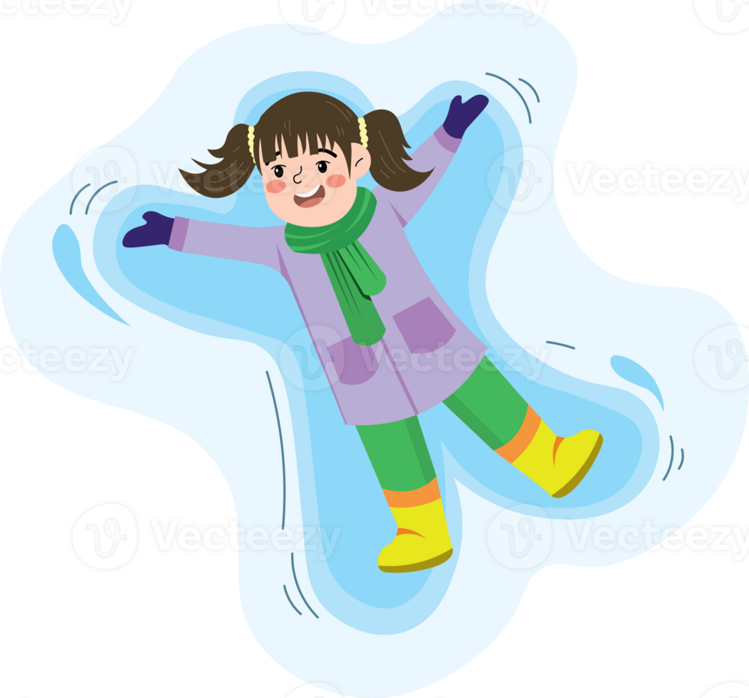 Child Lying in Snow Making a Snow Angel png