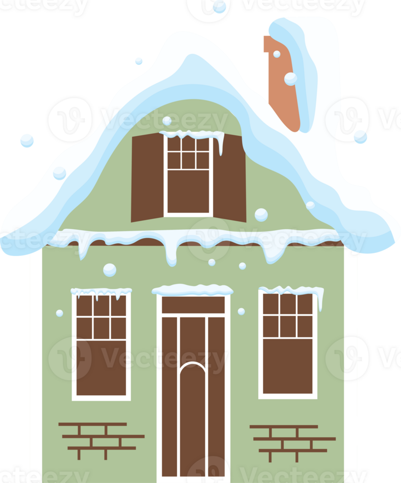 Charming snow covered house in a European village png