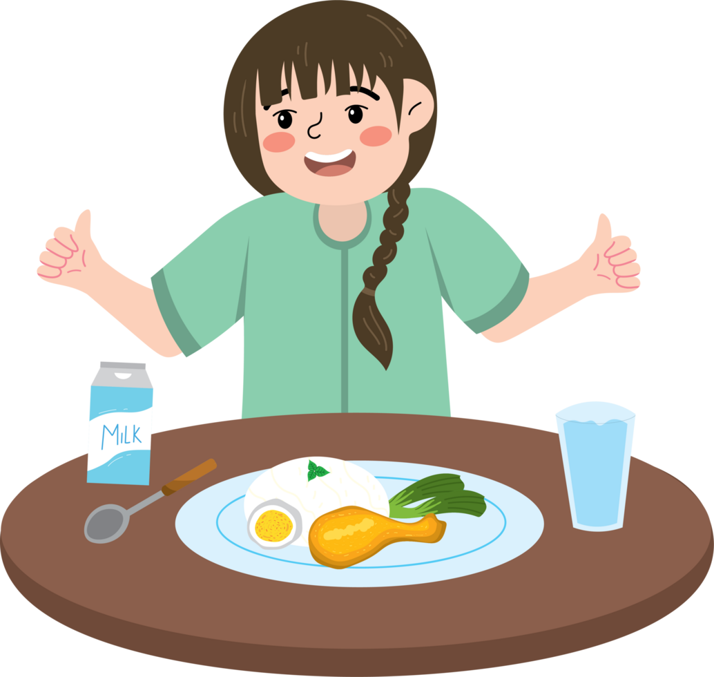 Home breakfast routine of little girl png