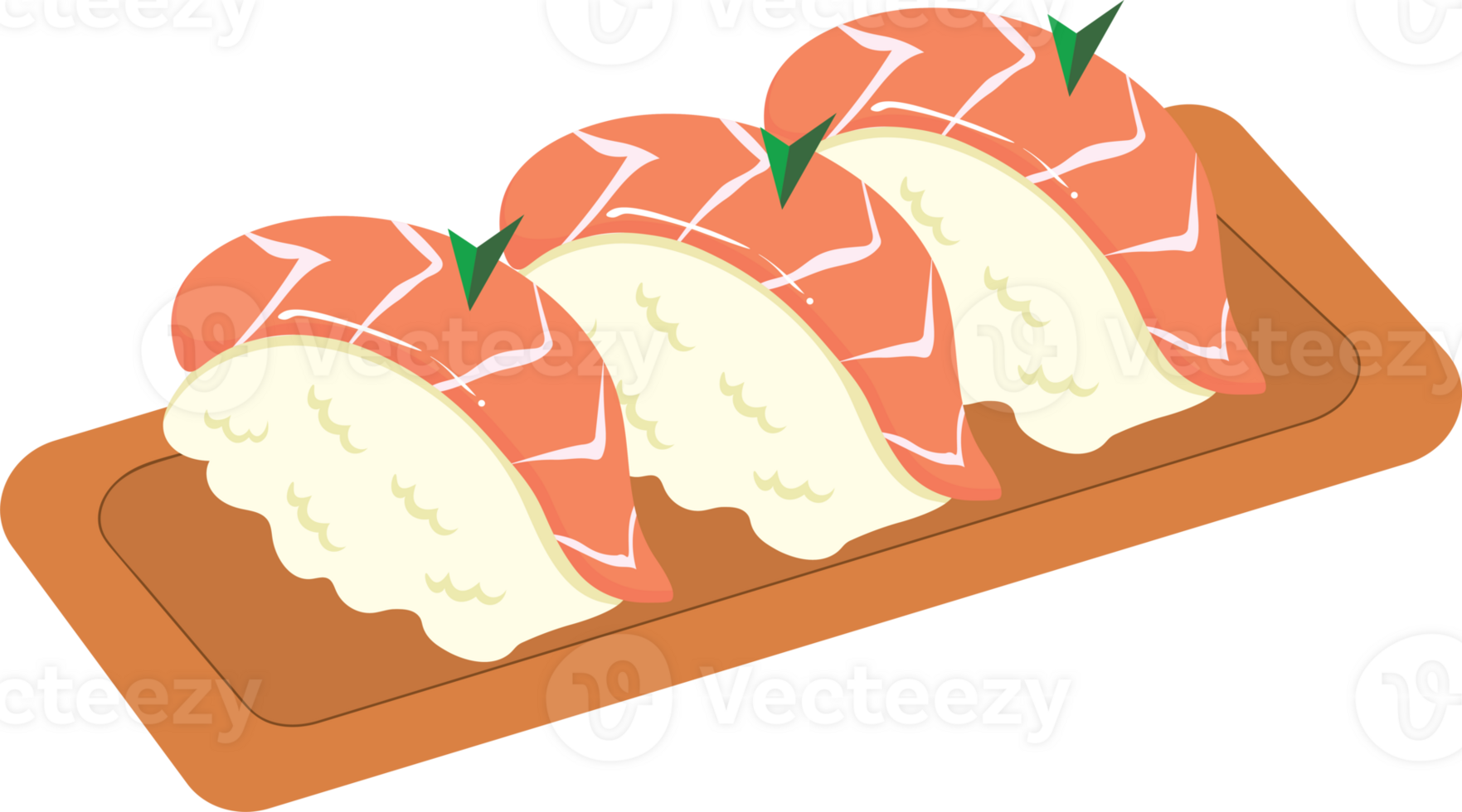 Tasty Salmon Sushi Presentation for Japanese Cuisine Menu png