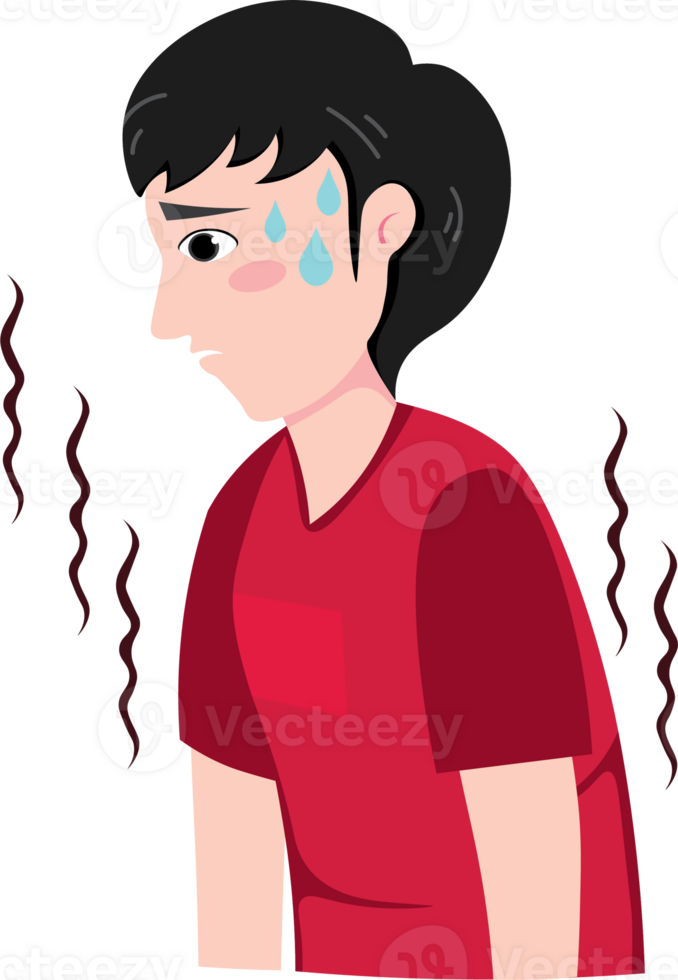 Thirsty boy showing tired and dry expression png