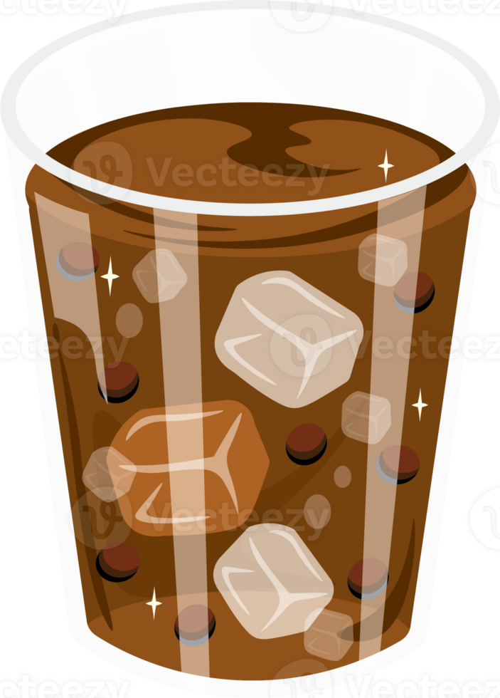 Cold cocoa drink with ice cubes in takeaway cup on the table png