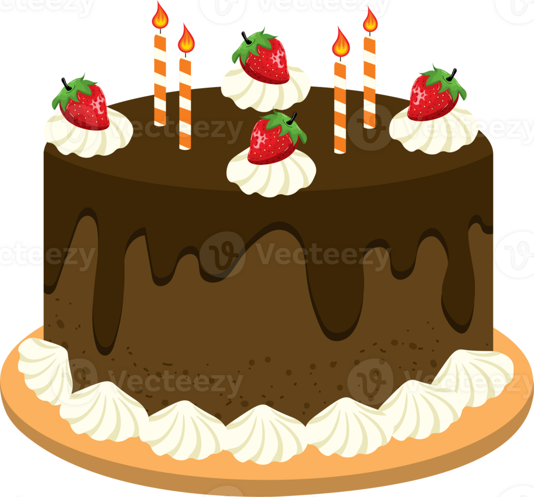 Tempting Chocolate Layer Cake with Colorful Decoration for Celebration png