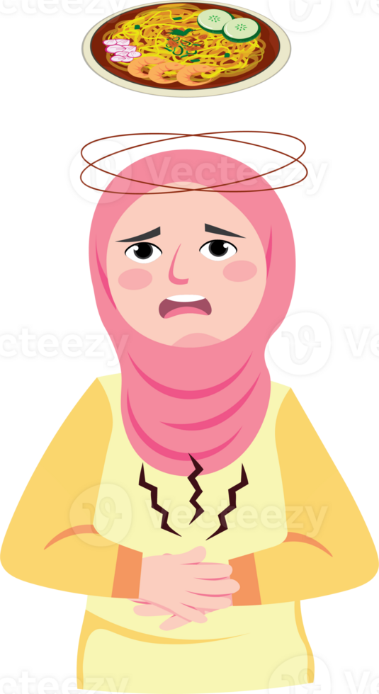 Child with headscarf showing fasting struggle in summer heat png
