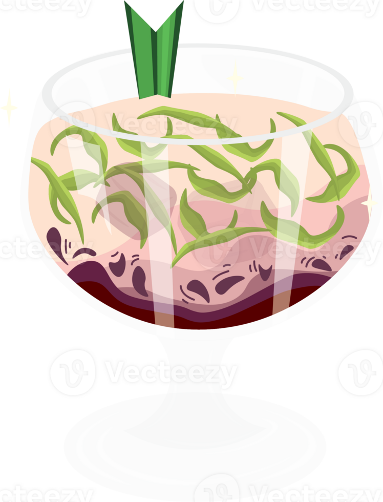 Cold tropical drink with palm sugar and pandan jelly for breaking fast png