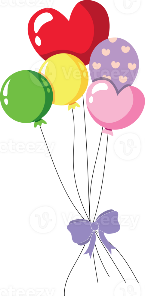 Happy Birthday Scene with Floating Color Balloons png