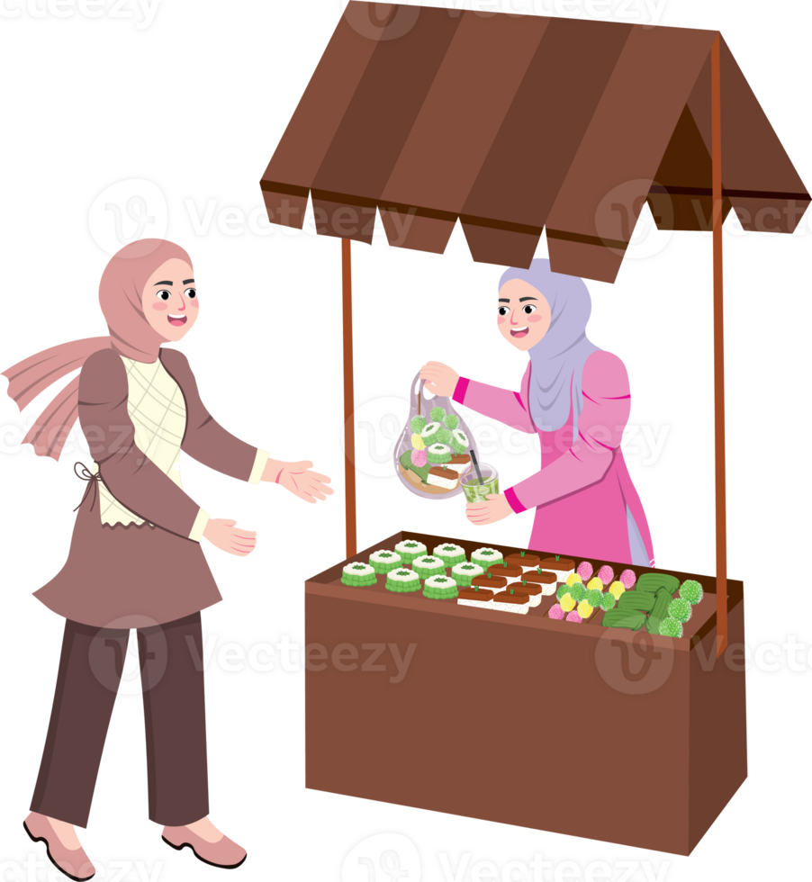 People Buying Takjil for Breaking Fast During Ramadan png