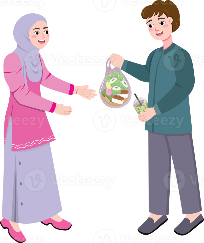 Ramadan Food Sharing in Urban Crowd Before Maghrib png