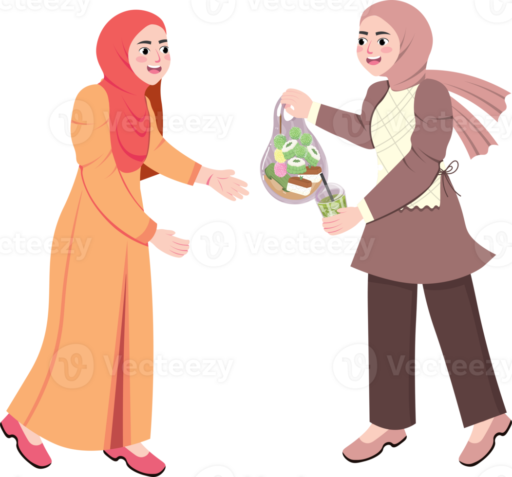 Giving Ramadan Snacks to Public for Iftar in the Crowd png