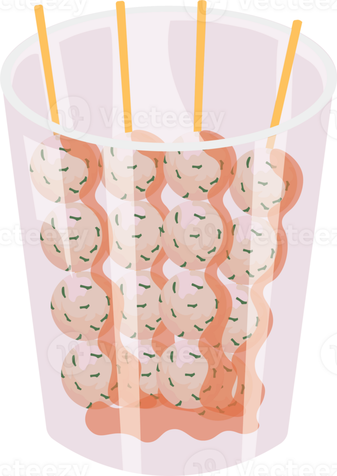 Cilok Traditional Snack in Clear Packaging with Sauce png