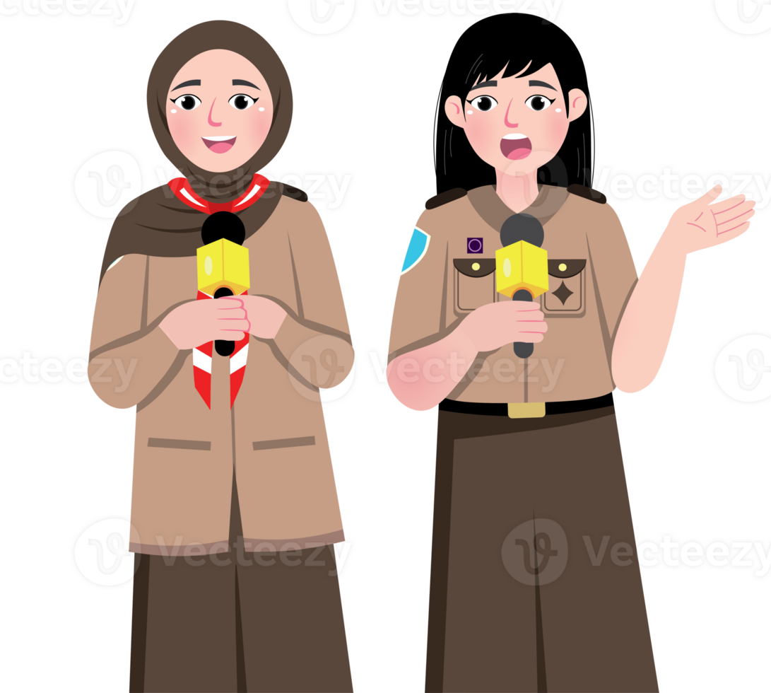 High School Girl Scout Speaking as Event Host on Stage png