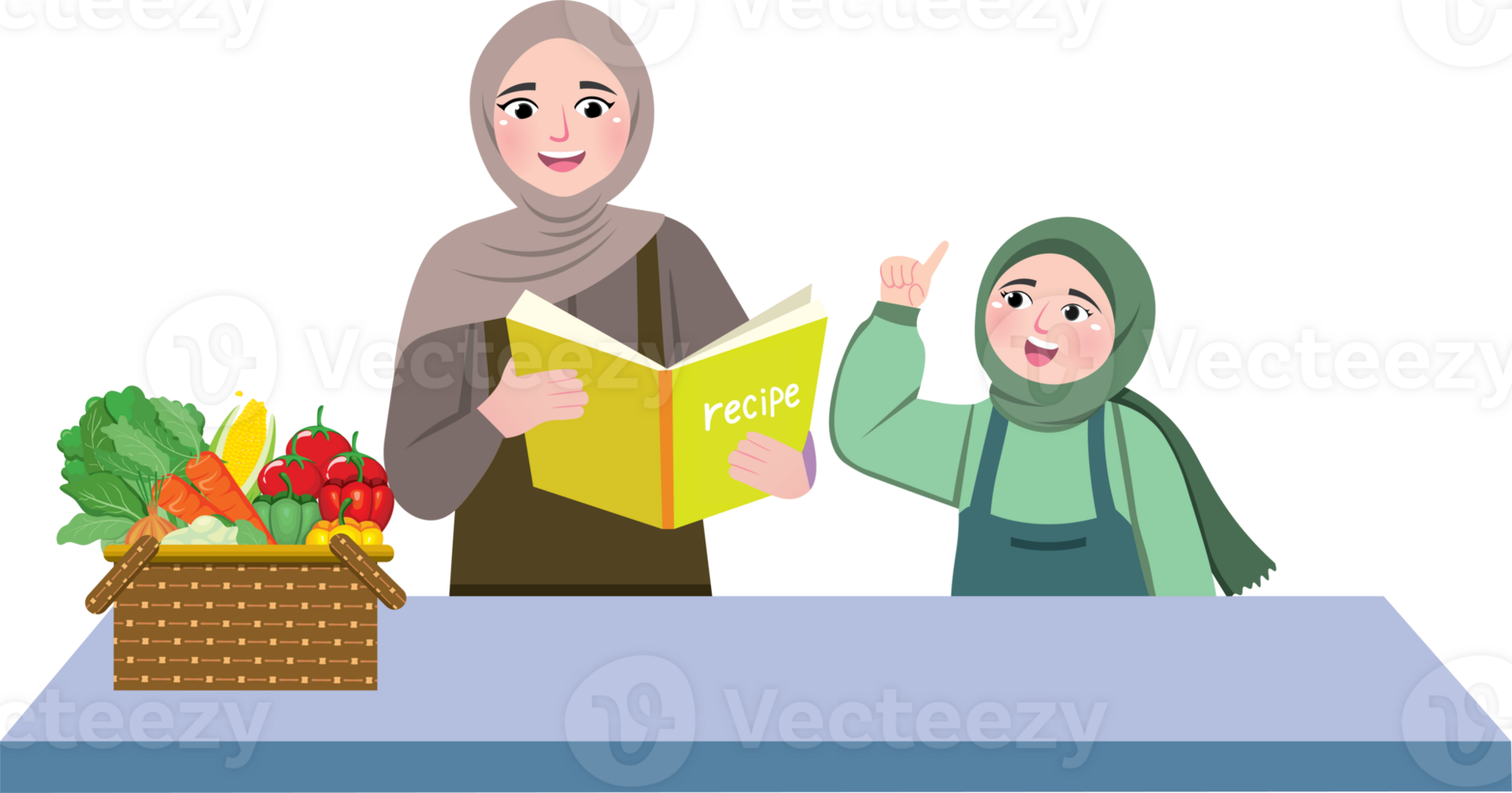 Ramadan Cooking Time with Mom and Daughter png
