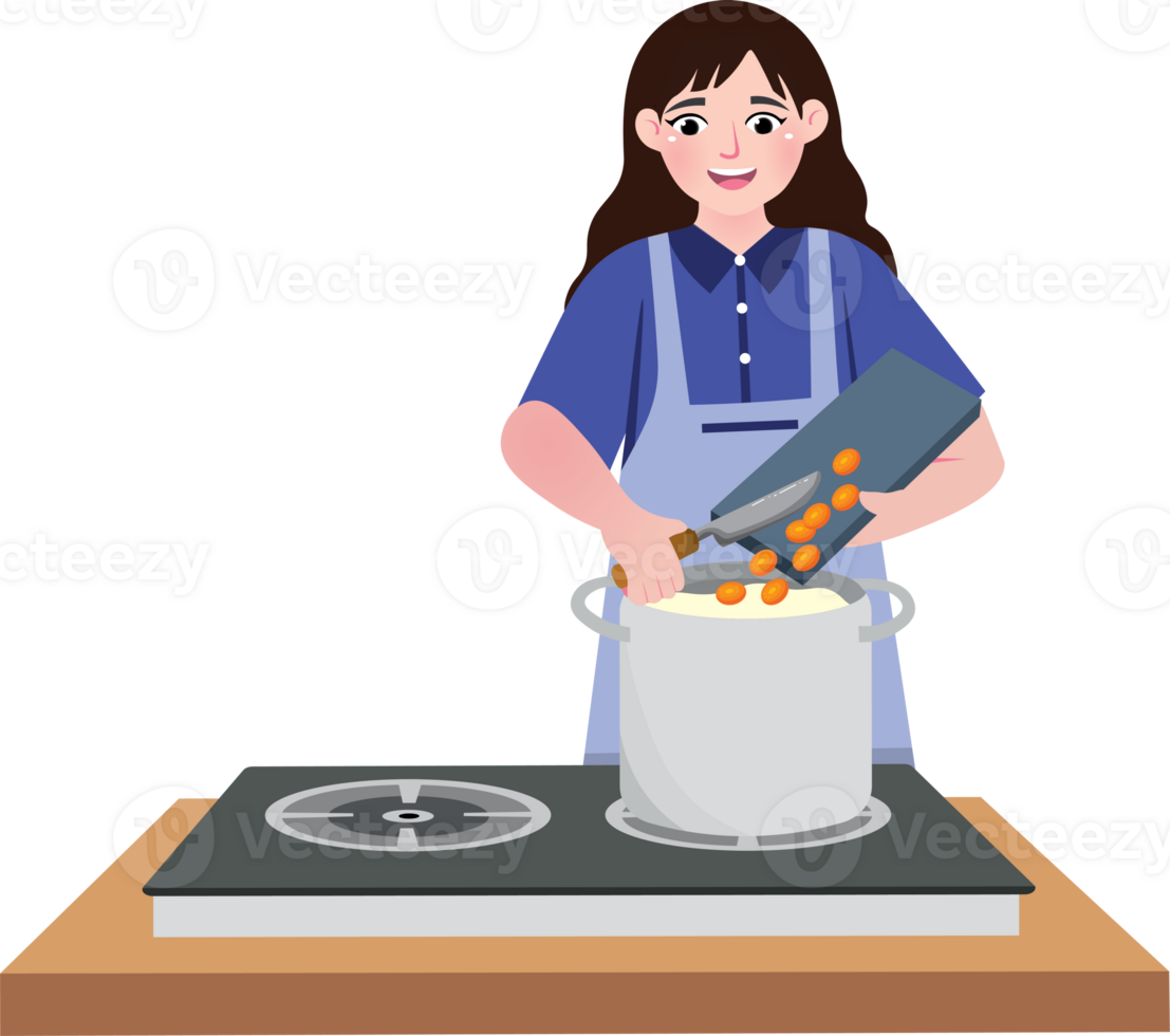 Family Cooking Routine by a Housewife png
