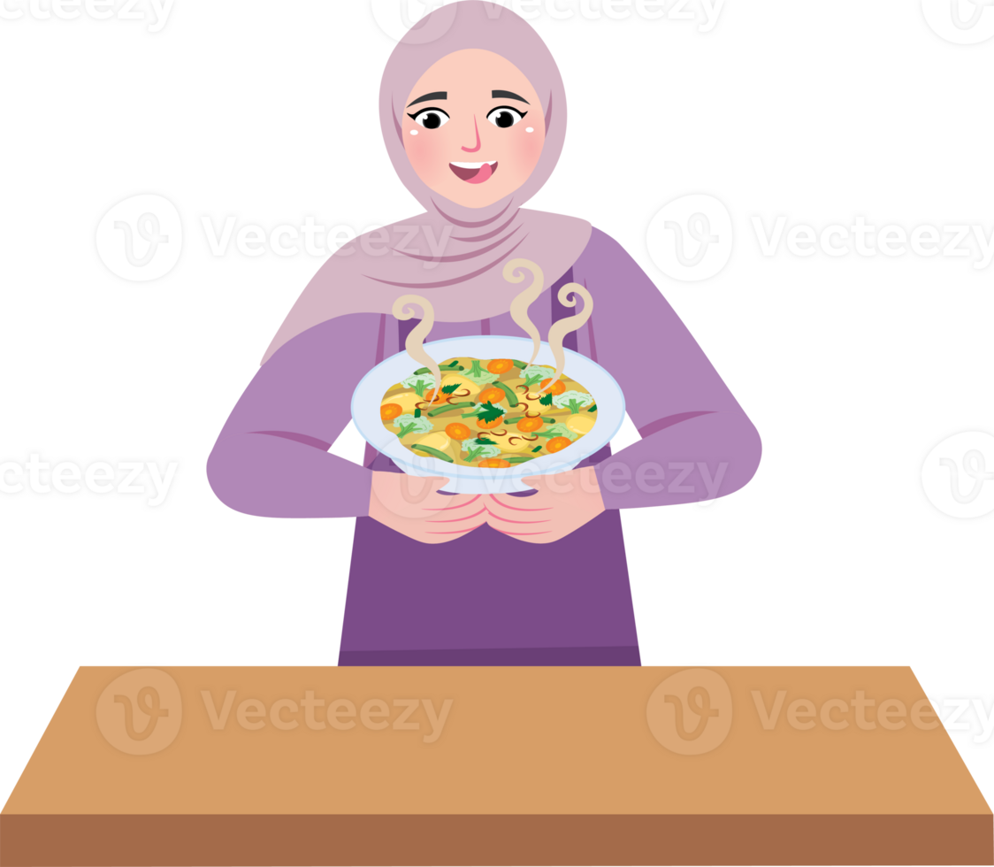 Mom in Kitchen Making Sahur for Family png