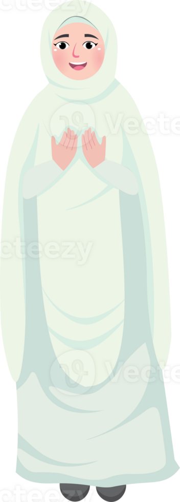 Muslim Woman in White Praying at Mosque png