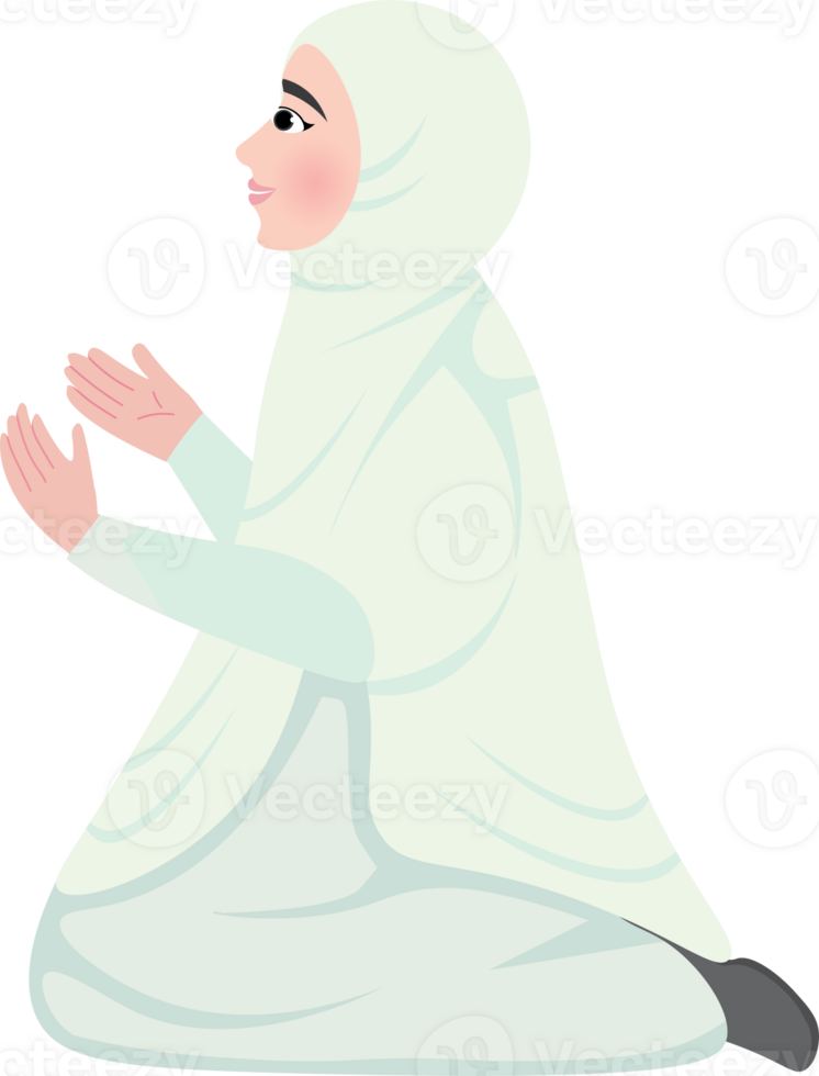 Female Pilgrim in White Ihram for Umrah png