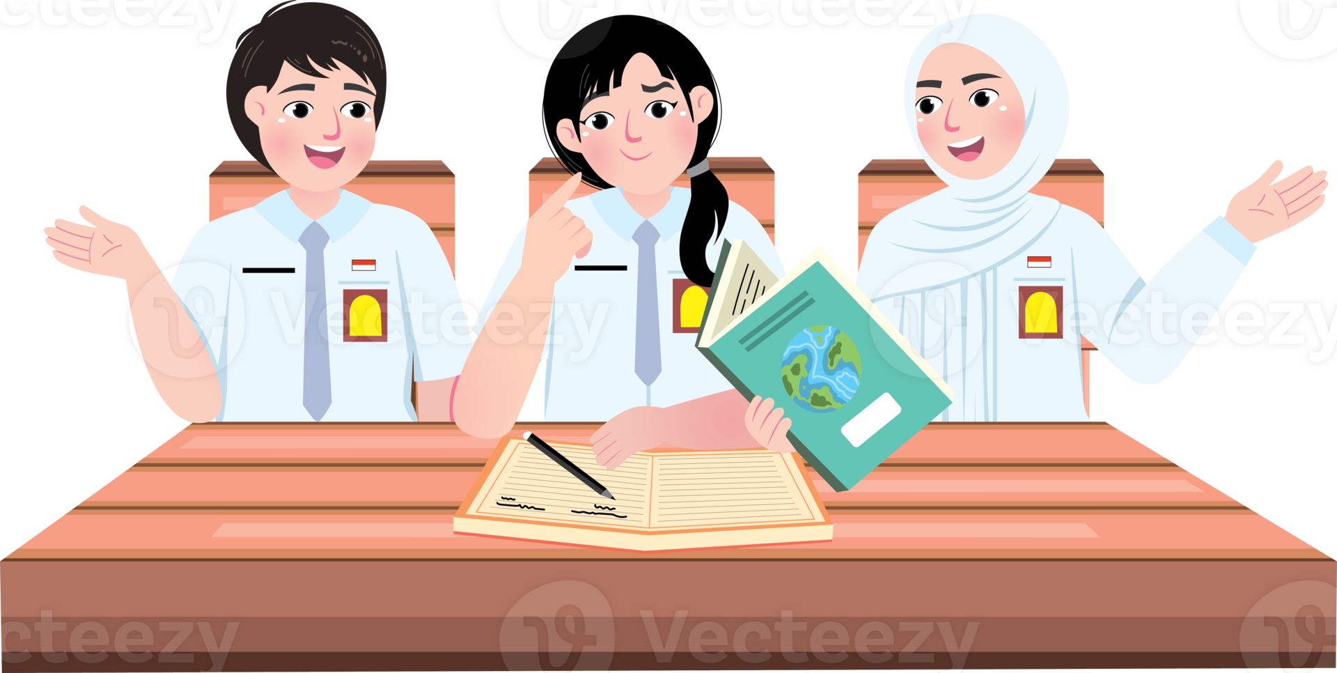 Teenagers Doing Homework in a Study Group Session png