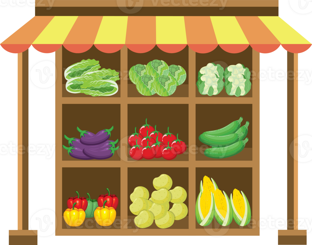 Fresh Vegetables on Display Shelf at Grocery Store png