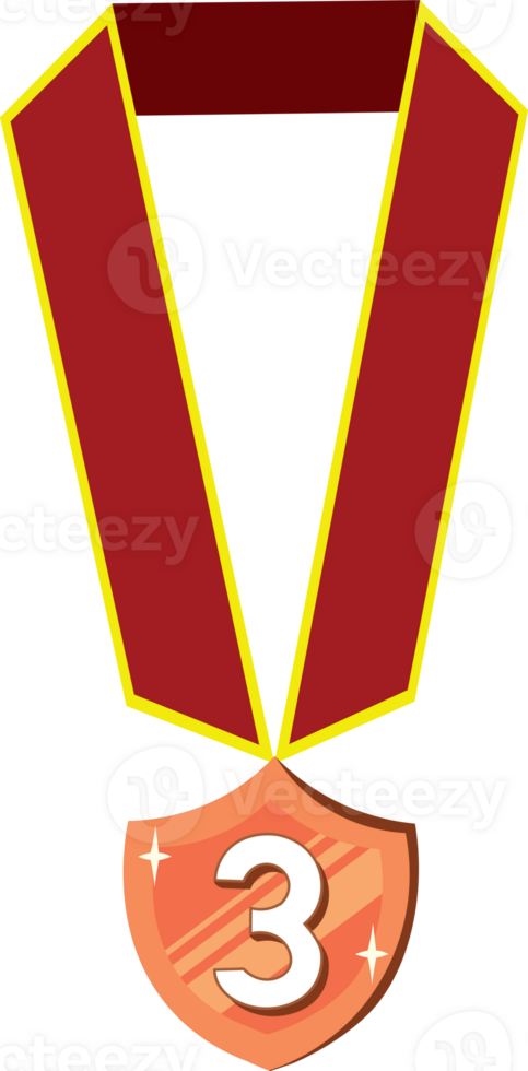 Shiny Bronze Medal for Third Place Honor png