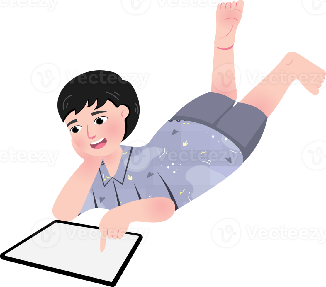 Tech Savvy Child Enjoying Screen Time png