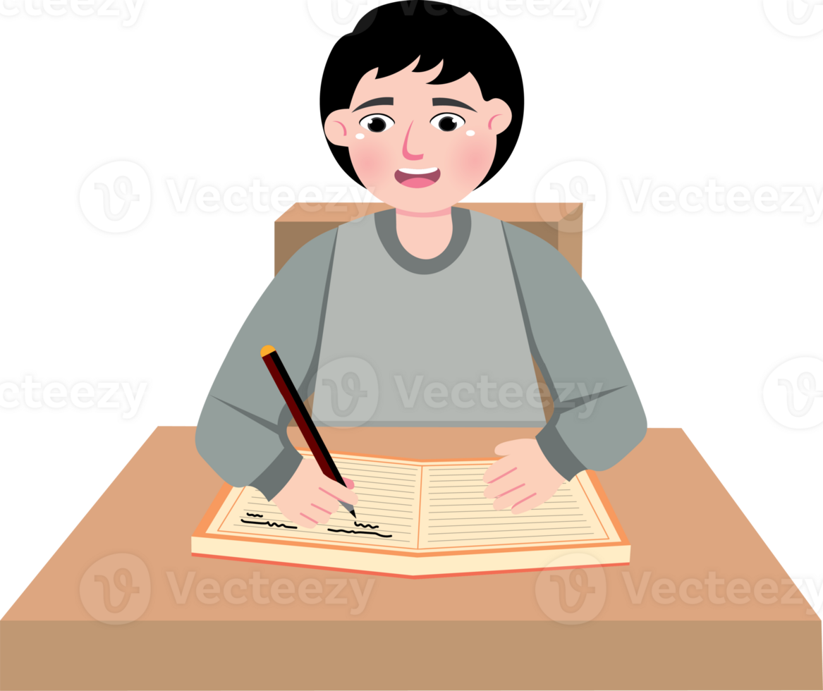 Ramadan Activity of Child Doing Homework at Home png