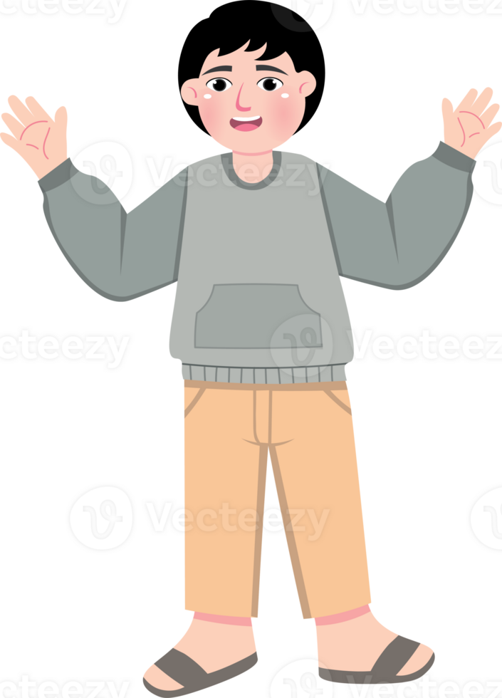 Smiling Boy Waving Hello with Friendly Expression png