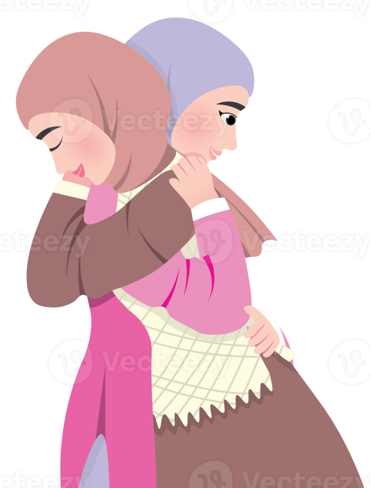 Happy Muslim Family Hugging on Eid al Fitr Day png