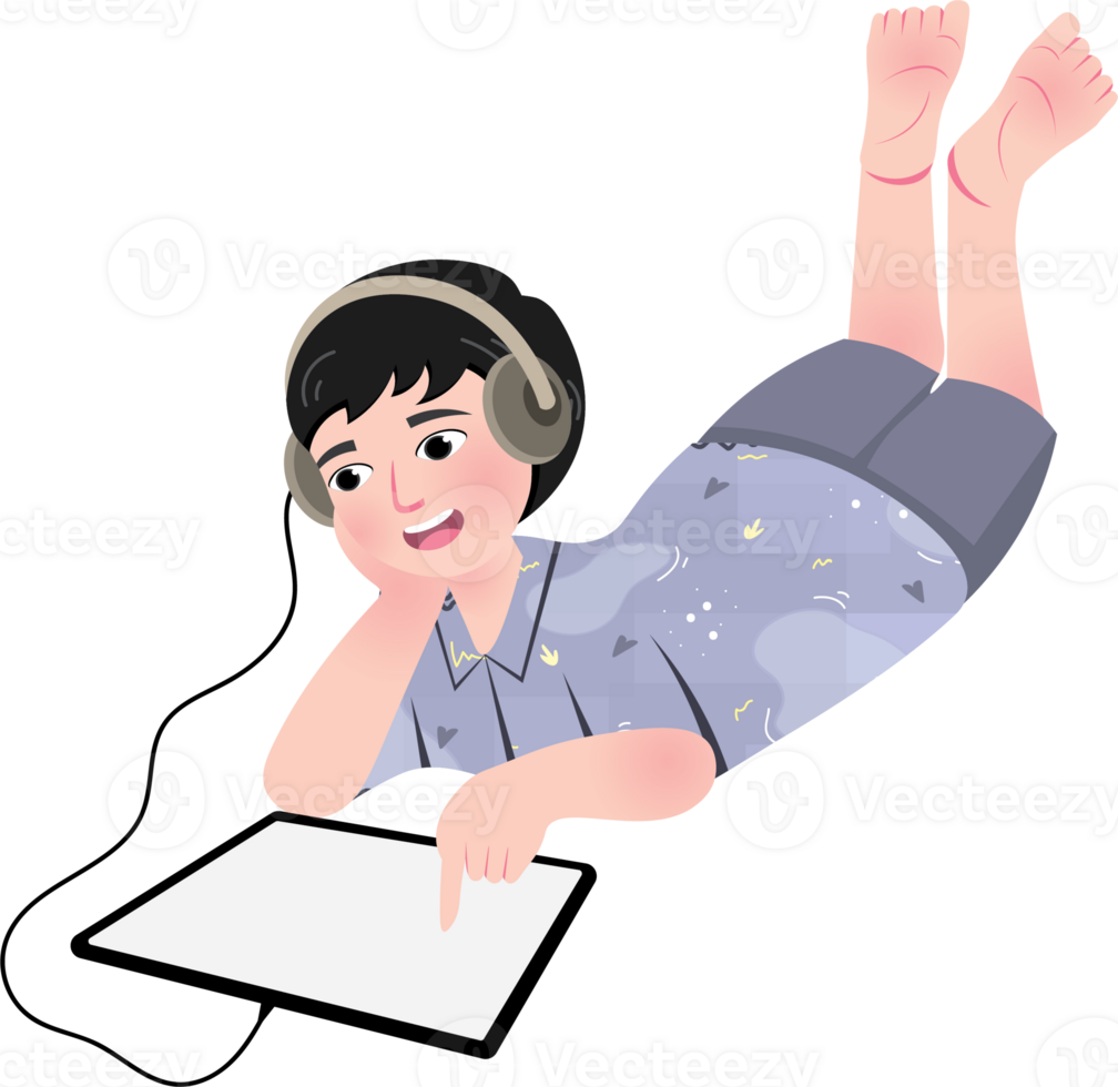 Boy using tablet png