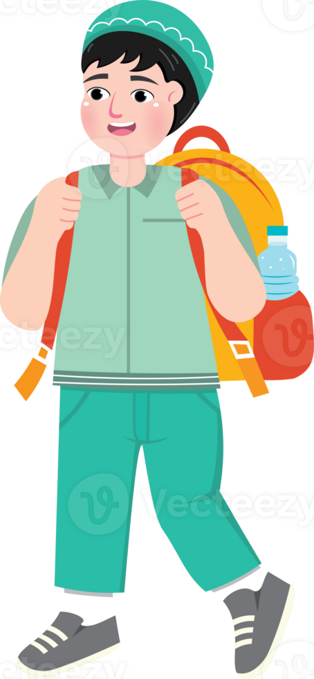 Young Student Walking with School Bag in the Morning png