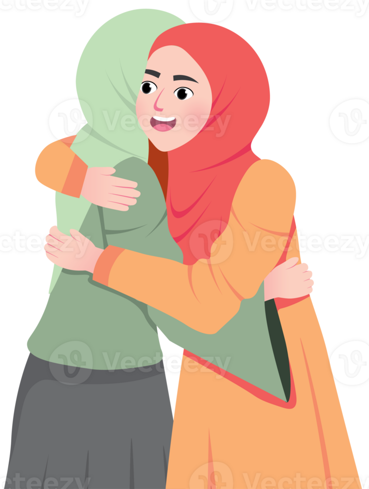 Muslim Family Hugging and Celebrating Eid al Fitr Together png