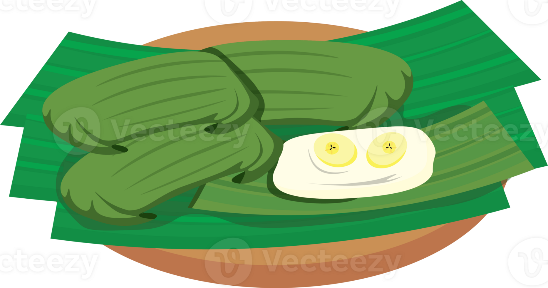 Traditional Indonesian Banana Lemet Wrapped in Banana Leaf png