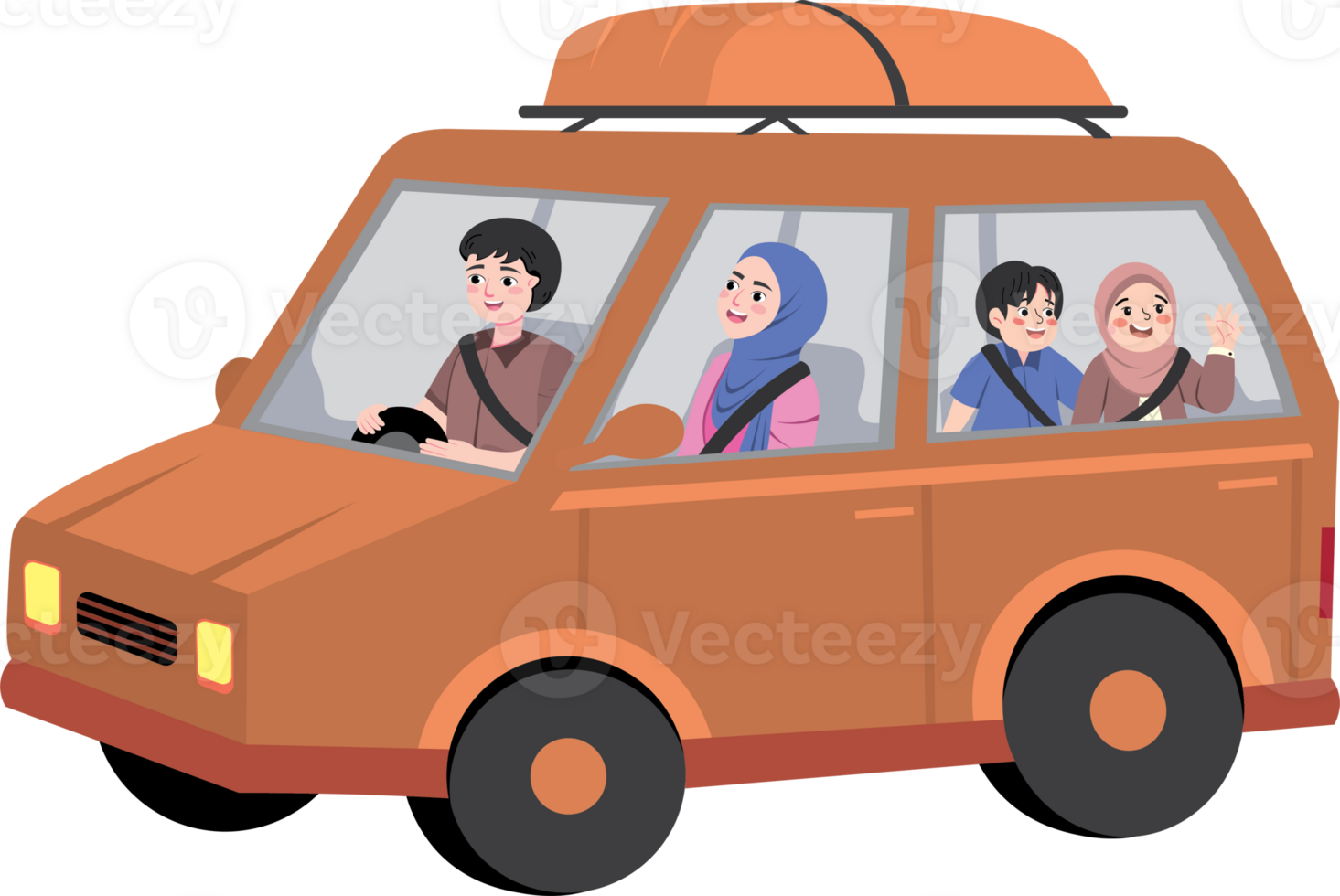 Happy Family on the Road for Eid Homecoming Trip png