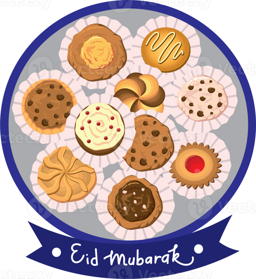 Variety of Eid Cookies and Sweets for Ied Mubarak Celebration png