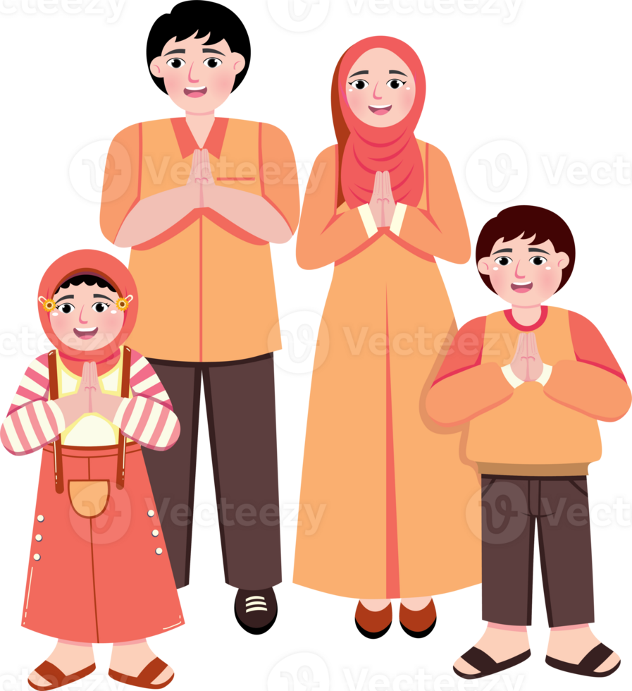 Muslim Family Enjoying Eid Feast and Togetherness png