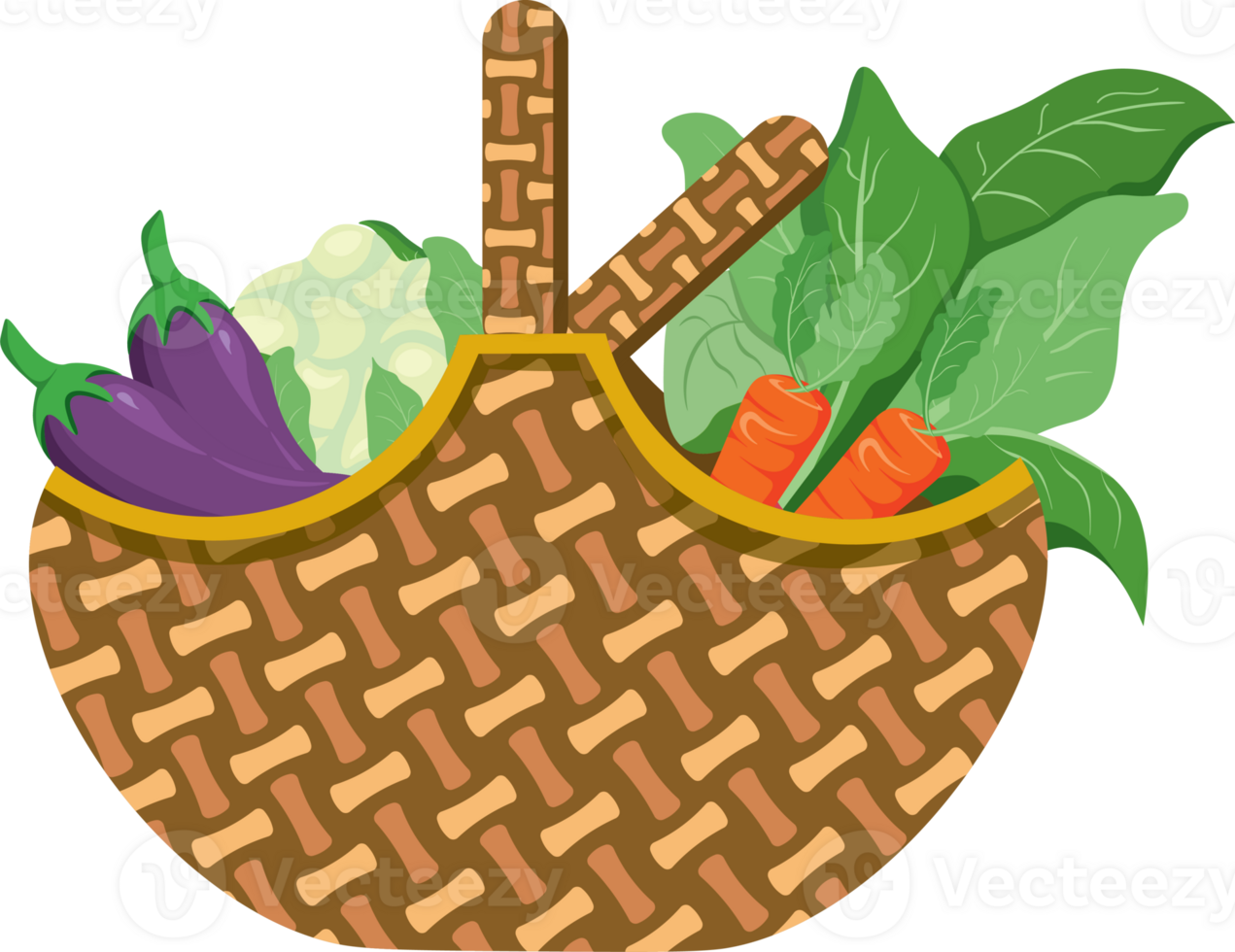 Sustainable Shopping Concept with Rattan Basket of Veggies png