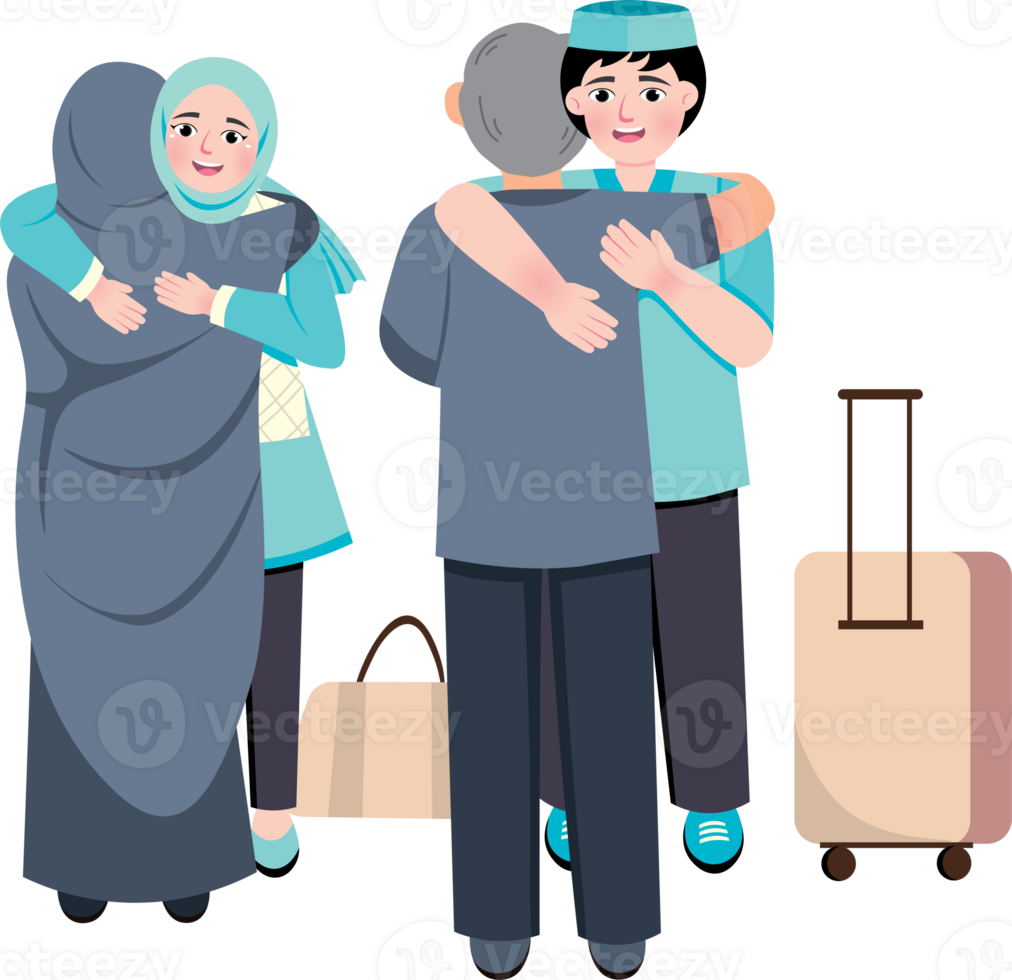 Joyful Family Reunion During Eid Holiday After Long Journey png