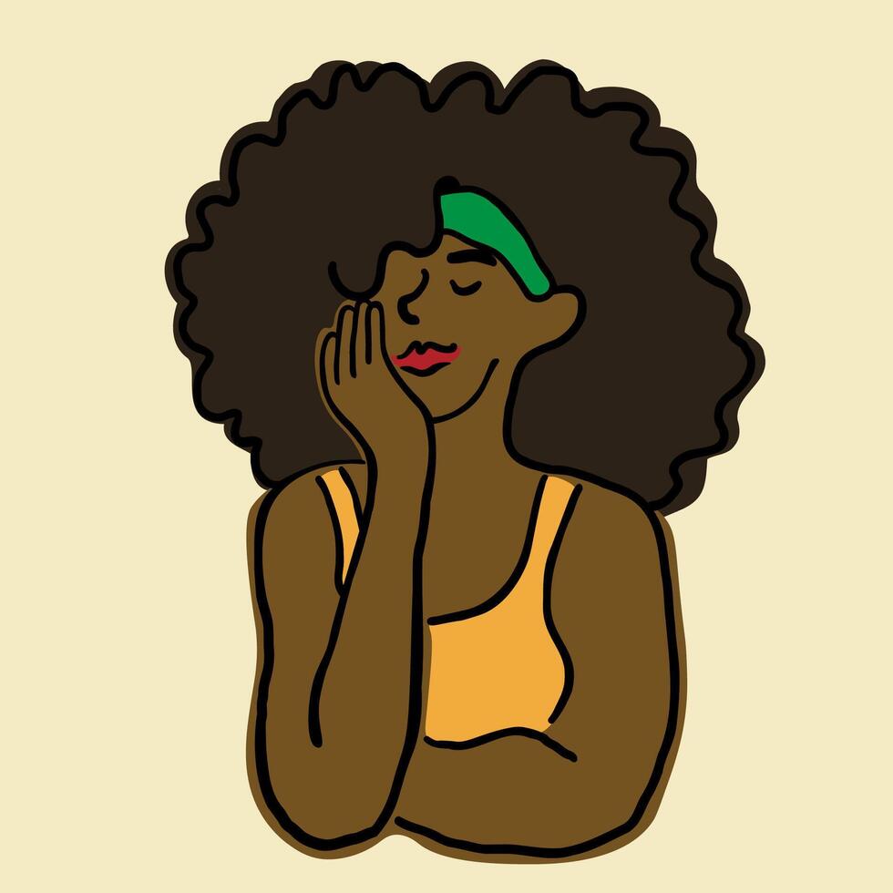 black female in doodle style vector