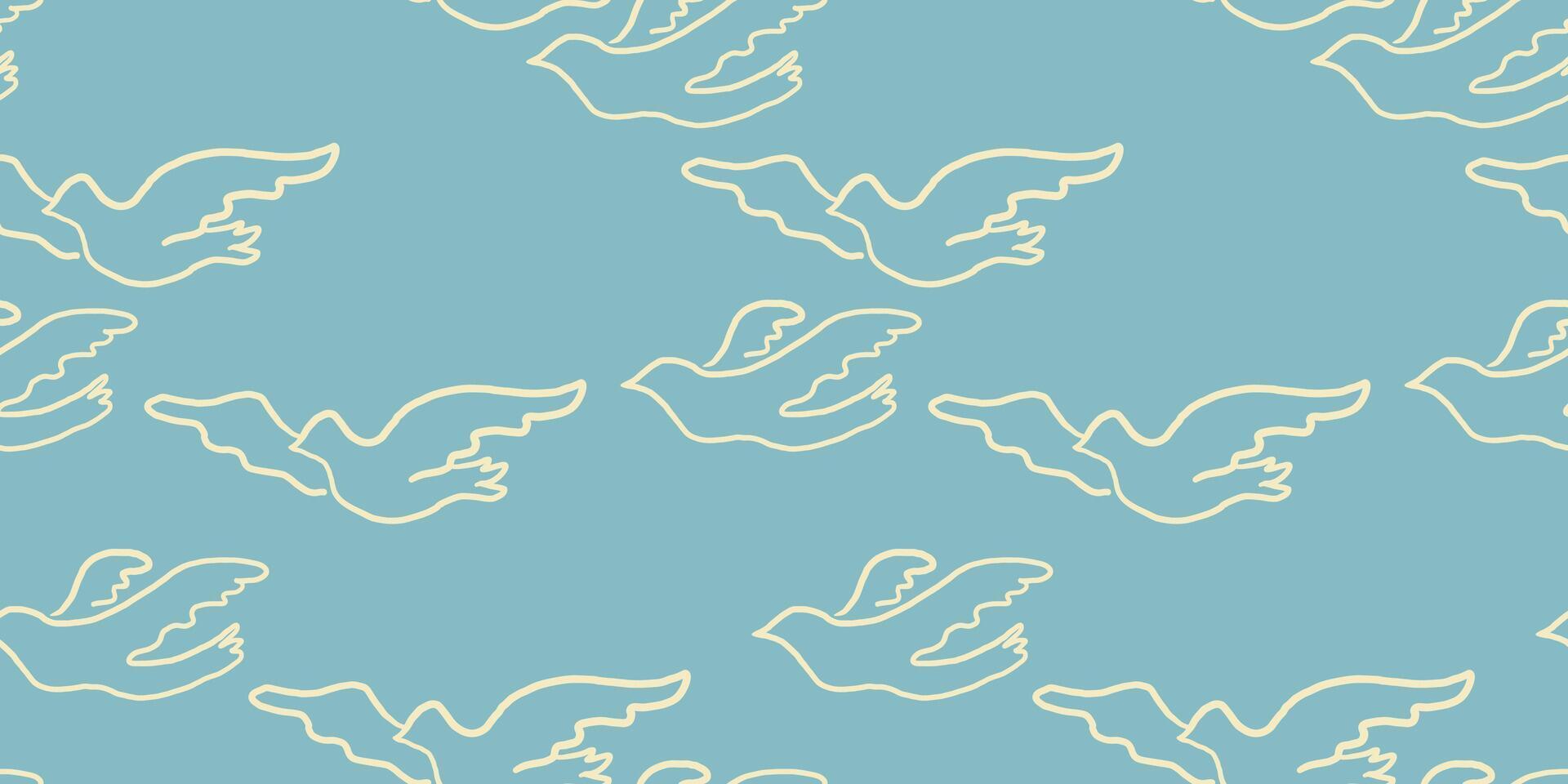 seamless pattern with pigeons on blue backdrop vector