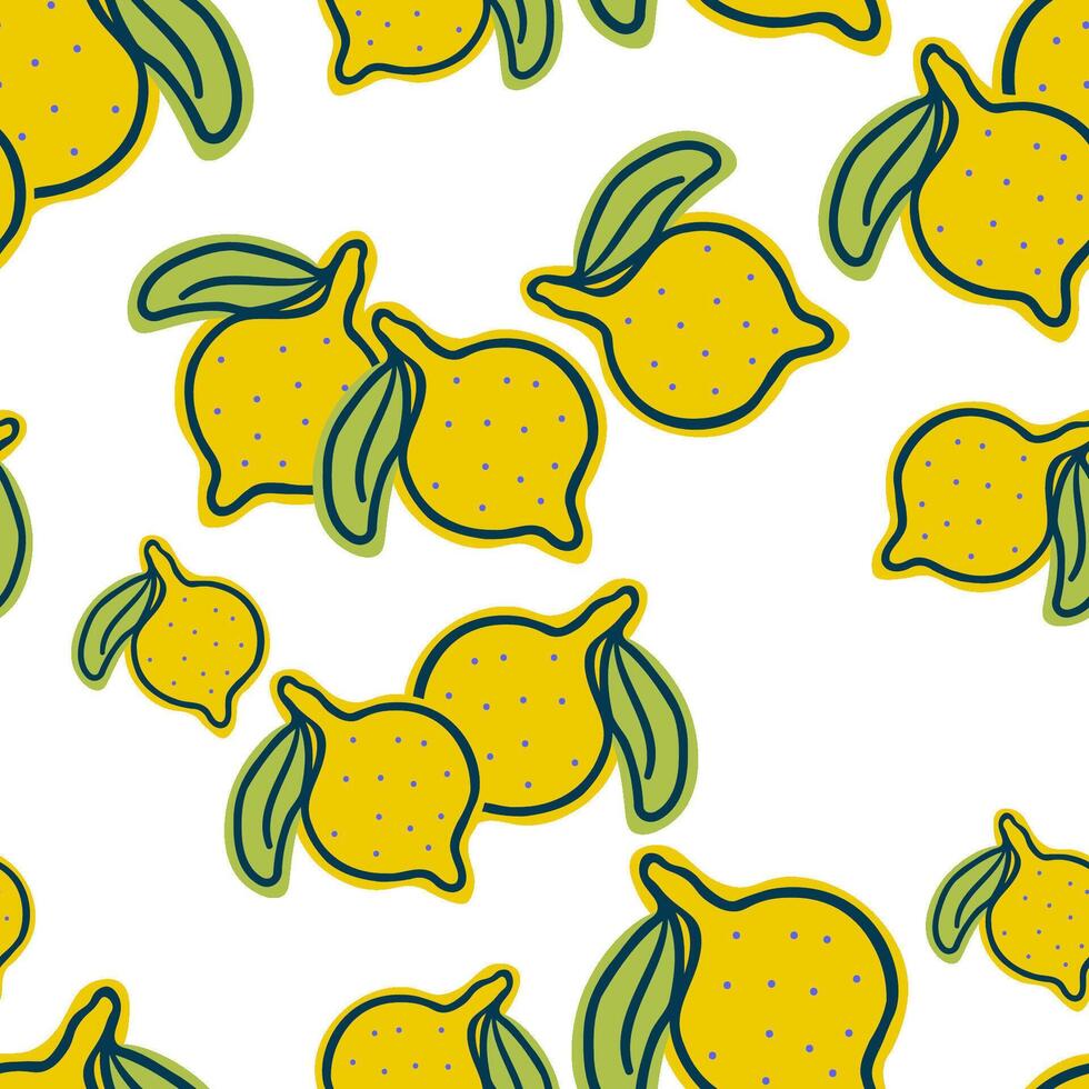 seamless pattern with lemons in hand drawn style vector