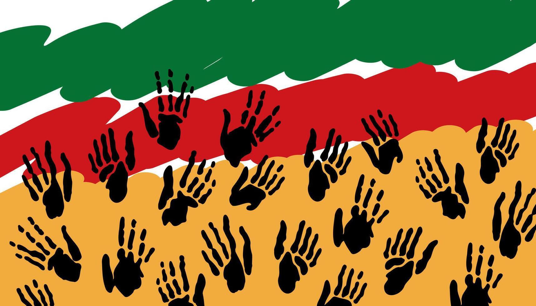 horizontal juneteenth flag with black hands vector
