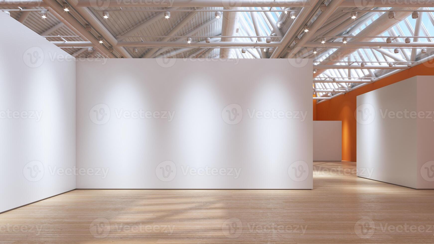 Empty Gallery White Orange Walls photo