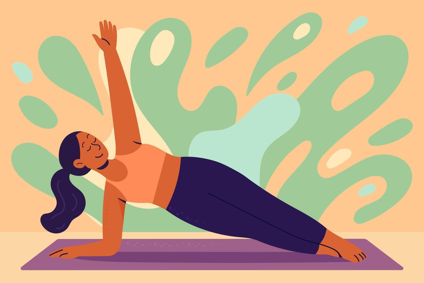 Woman in side plank yoga pose vector