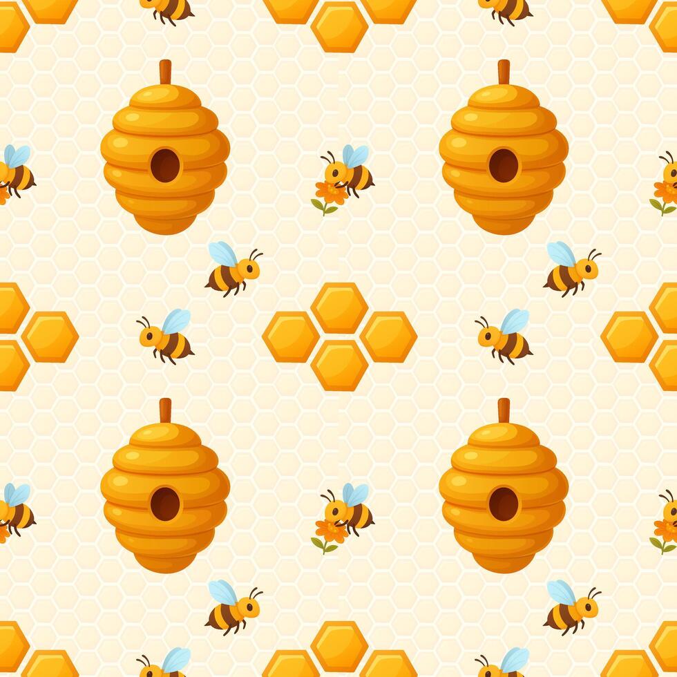 bee and honeycomb illustration vector