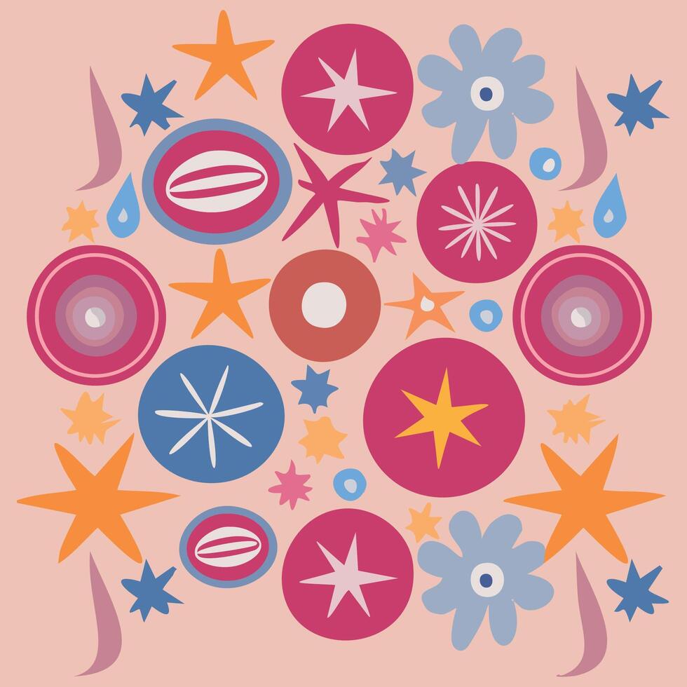 Playful stars and circles design. vector